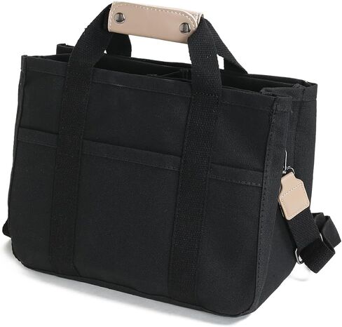 Canvas Tote Bag with Multi-Pockets Crossbody Tote Bag for Women, Large Capacity Shoulder Handbag with Compartments in Saudi Arabia