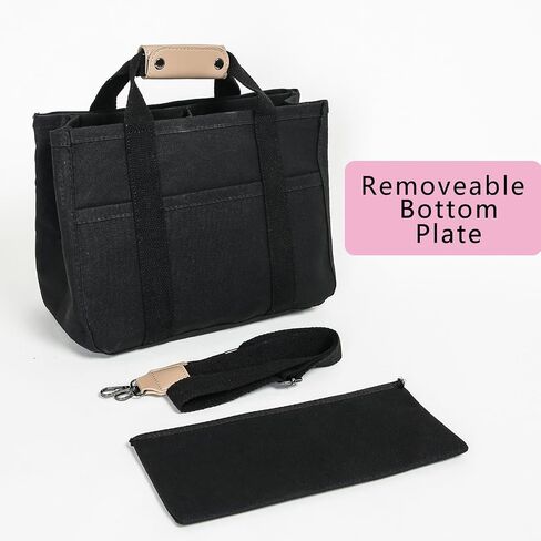 Canvas Tote Bag with Multi-Pockets Crossbody Tote Bag for Women, Large Capacity Shoulder Handbag with Compartments in Saudi Arabia