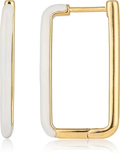 14KT Gold Earring | Enamel Jewelry for Women | Gold Rectangle Earrings | Rectangle Earrings for Women | Enamel Hoops | Color Hoop Earrings | Enamel Earrings for Women by MAX + STONE in Saudi Arabia