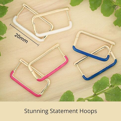 14KT Gold Earring | Enamel Jewelry for Women | Gold Rectangle Earrings | Rectangle Earrings for Women | Enamel Hoops | Color Hoop Earrings | Enamel Earrings for Women by MAX + STONE in Saudi Arabia