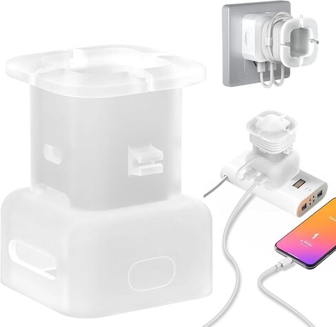 2 in 1 Silicone Charger Protector,4 Pack Data Cable Winder Anti-Break Protection Cable Storage,18W/20W Charger Silicone Protective Case,Suitable for 11/12 Charger(Charger not Included) in Saudi Arabia