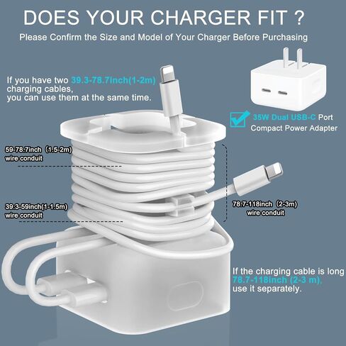 2 in 1 Silicone Charger Protector,4 Pack Data Cable Winder Anti-Break Protection Cable Storage,18W/20W Charger Silicone Protective Case,Suitable for 11/12 Charger(Charger not Included) in Saudi Arabia