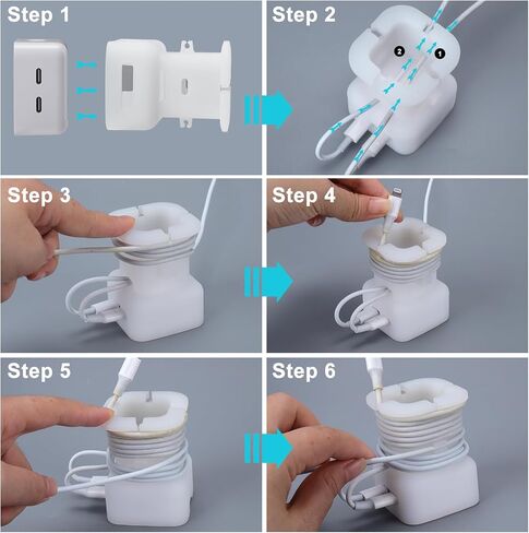 2 in 1 Silicone Charger Protector,4 Pack Data Cable Winder Anti-Break Protection Cable Storage,18W/20W Charger Silicone Protective Case,Suitable for 11/12 Charger(Charger not Included) in Saudi Arabia