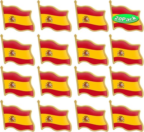 10/20/50/100 Pack Metal Spain Flag Lapel Pin Waving Spainish Pins bulk Patriotic Badge Souvenir Gifts in Kuwait
