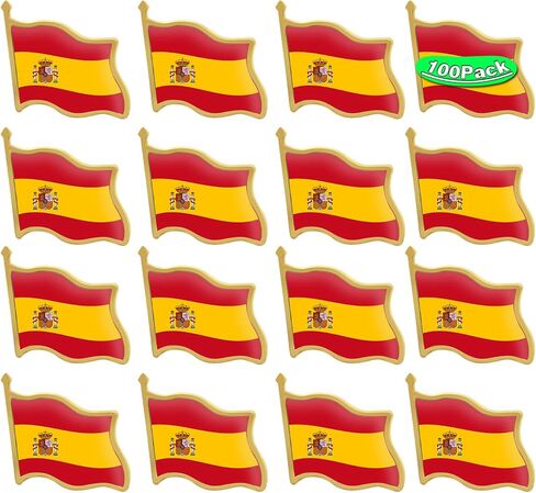 10/20/50/100 Pack Metal Spain Flag Lapel Pin Waving Spainish Pins bulk Patriotic Badge Souvenir Gifts in Kuwait