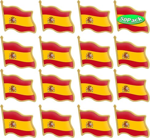 10/20/50/100 Pack Metal Spain Flag Lapel Pin Waving Spainish Pins bulk Patriotic Badge Souvenir Gifts in Kuwait