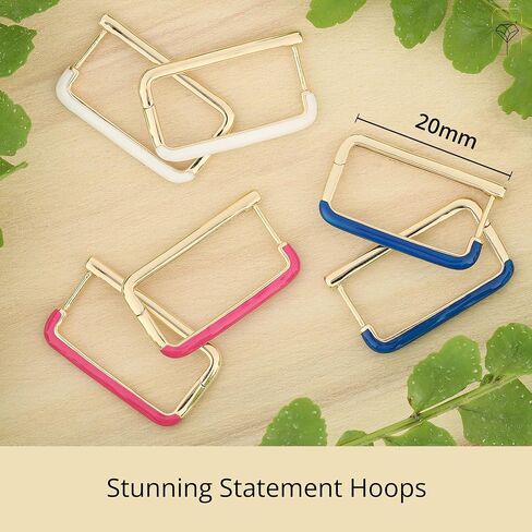 14KT Gold Earring | Enamel Jewelry for Women | Gold Rectangle Earrings | Rectangle Earrings for Women | Enamel Hoops | Color Hoop Earrings | Enamel Earrings for Women by MAX + STONE in Saudi Arabia
