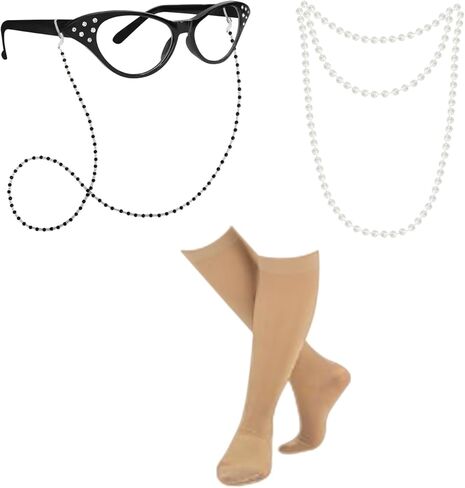 100 Days of School Old Lady Costume for Kids - Grandma Costume Set with White Wig, Glasses, Cane, Dress in Saudi Arabia