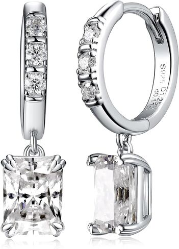 D Color VVS1 Clarity Moissanite Sparkle Dangle Hoop Earrings for Women, Radiant Cut/Pear Cut/Round Cut/Star/Sun, Really Authentic Solid 925 Sterling Silver, Anniversary Valentines Jewelry in Kuwait