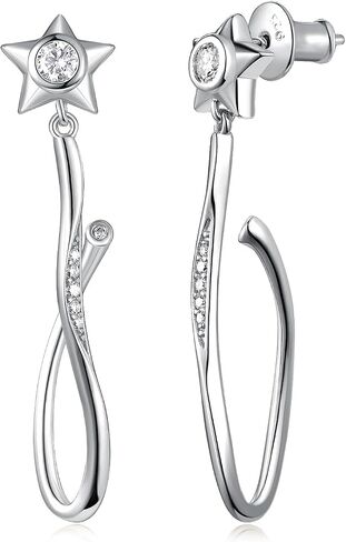 D Color VVS1 Clarity Moissanite Sparkle Dangle Hoop Earrings for Women, Radiant Cut/Pear Cut/Round Cut/Star/Sun, Really Authentic Solid 925 Sterling Silver, Anniversary Valentines Jewelry in Kuwait