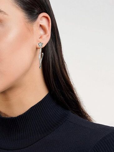 D Color VVS1 Clarity Moissanite Sparkle Dangle Hoop Earrings for Women, Radiant Cut/Pear Cut/Round Cut/Star/Sun, Really Authentic Solid 925 Sterling Silver, Anniversary Valentines Jewelry in Kuwait
