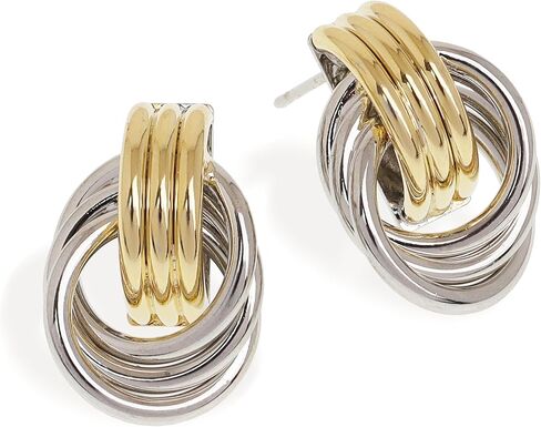 JeanBeau Chunky Gold 2 Tone Knot Stud Earrings for Women Statement Trendy Lightweight Hollow Twisted Dangle Earring Prom Fashion Jewelry Gift in Saudi Arabia