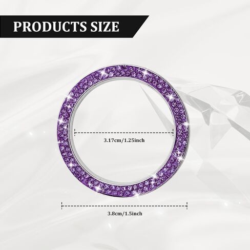 1PCS Car Bling Crystal Engine Start Ring Decals, Sparkling Push Start Button Sticker, Car Engine Start Stop Decoration Ring, Sparkling Car Accessories for Women (Purple, 1PCS) in Kuwait