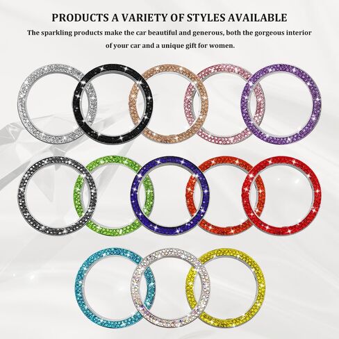 1PCS Car Bling Crystal Engine Start Ring Decals, Sparkling Push Start Button Sticker, Car Engine Start Stop Decoration Ring, Sparkling Car Accessories for Women (Purple, 1PCS) in Kuwait