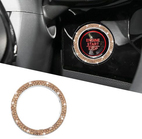 1PCS Car Bling Crystal Engine Start Ring Decals, Sparkling Push Start Button Sticker, Car Engine Start Stop Decoration Ring, Sparkling Car Accessories for Women (Purple, 1PCS) in Kuwait