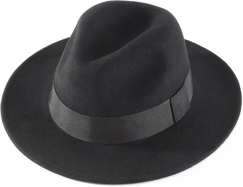 Home Prefer Mens Wool Fedora Hat with Band Classic Wide Brim Fedora Hat for Men Women Panama Dress Hat in Kuwait