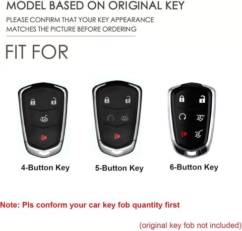 Genuine Leather 5-Button Key Fob Cover Case for Cadillac XT4 XT5 XT6 Escalade ATS CT6 CTS XTS SRX (2015-2024) Key Fob Holder Protector Accessories (Black) in Kuwait