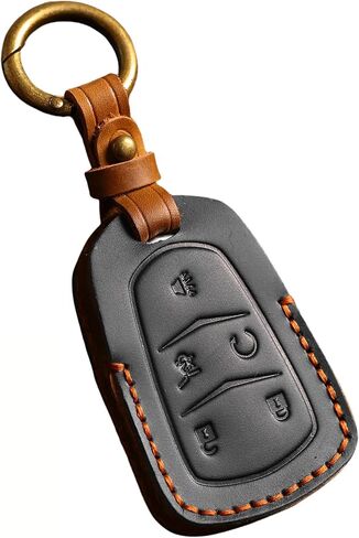 Genuine Leather 5-Button Key Fob Cover Case for Cadillac XT4 XT5 XT6 Escalade ATS CT6 CTS XTS SRX (2015-2024) Key Fob Holder Protector Accessories (Black) in Kuwait