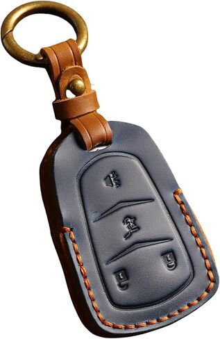 Genuine Leather 5-Button Key Fob Cover Case for Cadillac XT4 XT5 XT6 Escalade ATS CT6 CTS XTS SRX (2015-2024) Key Fob Holder Protector Accessories (Black) in Kuwait