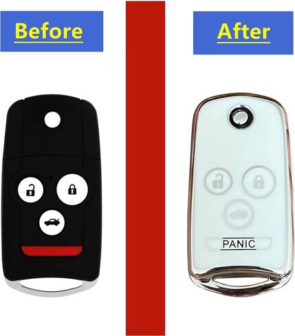 For Acura Key Fob Shell Remote Key Fit for Acura MDX Acura RDX Acura TL Acura TSX Acura ZDX Honda Accord (4 Buttons White-Silver) in Saudi Arabia