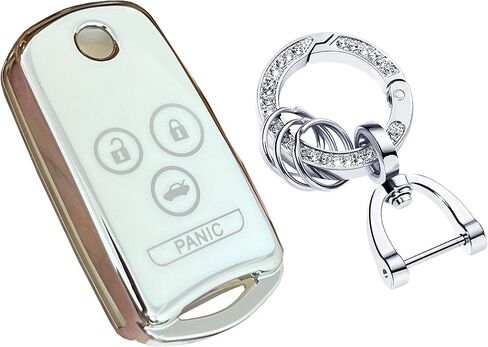 For Acura Key Fob Shell Remote Key Fit for Acura MDX Acura RDX Acura TL Acura TSX Acura ZDX Honda Accord (4 Buttons White-Silver) in Saudi Arabia