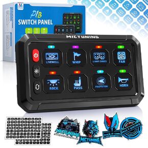 MICTUNING P1B 12 Gang Switch Panel, Multifunction Toggle Momentary Flash Strobe Pulsed with Backlight Off Toggle Switch Pod On-Off Circuit Control Relay Box for Car Truck ATV Off Road Marine, Green