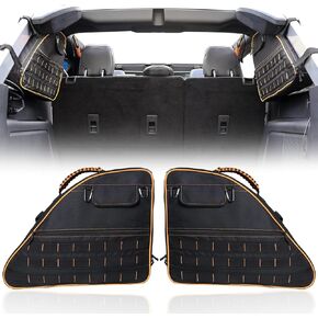 Roll Bar Storage Bag for 2021 2022 2023 Bronco 4 Door Interior Accessories Trunk Organizer Cargo Cage Saddlebag Tool Kits Holder Multi Pocket Handbags All Black 2 Pack