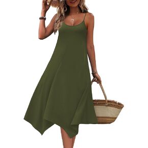 Zeagoo Women Summer Midi Dress 2025 Hawaiian Bohemian Beach Cover Up Dress Floral Spaghetti Strap Casual Dress with Pockets