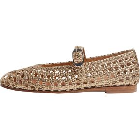 GORZADEUL Woven Ballet Flats Shoes for Women, Round Toe Mesh Mary Jane Flats Casual Comfortable Buckle Strap Ballerina Flat Shoes