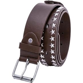 1pc Pentagram LED Belts Studded Leather Belts with Metal Buckles