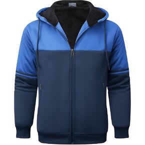 GEEK LIGHTING Hoodies for Men Heavyweight Fleece Sweatshirt - Full Zip Up Thick Sherpa Lined, Blue 2XL