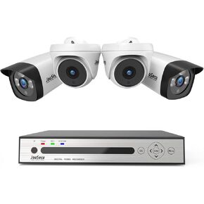 JouSecu 5MP Wireless Security Camera System No Hard Drive, 8 Channel Surveillance NVR Kits and 4pcs Super HD 5MP Outdoor Indoor WiFi Bullet Camera for Home Full Color Night Vision