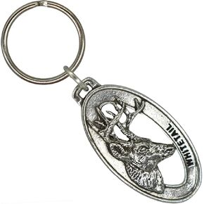 Whitetail Deer Keychain, Pewter, M008KC, 2", 100% Handmade in the USA, White Tail Deer Keychain, Deer Key Chain, American Whitetail Deer Key Ring, Key Fob, Hunting Gift, 200 Mammal Designs