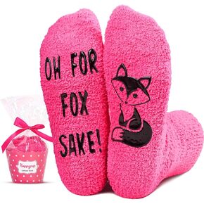 HAPPYPOP Fox Gifts for Women - Funny Fox Socks for Women Girls, Fuzzy Socks for Teen Girls, Christmas Stocking Stuffers