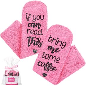Geyoga Fuzzy Coffee Socks in Cupcake Gift Packaging Socks for Women Ideas Cupcake Socks for Coffee Lover Christmas Gift