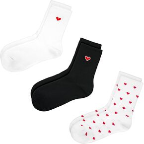 Ronglry Heart Socks for Women Valentines Day Socks for Women Heart Crew Socks Cute Cotton Womens Socks Valentines Day Gifts