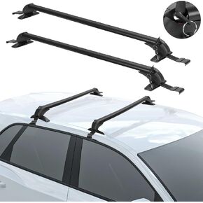 Universal Roof Rack Cross Bars - 43" High-Strength Aluminum Alloy Car Roof Rack with Anti-Theft Lock Adjustable Window Frame for Bike Kayak Cargo Luggage, 165LBS Max Load - Black(2Pcs)