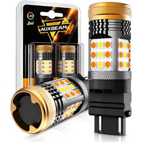 Auxbeam 7443 Switchback LED Bulbs Built in Resistor CANBUS Error Free Anti Hyper Flash 7443 7444 7444NA T20 Bulbs White and Amber 600% Super Bright Turn Signal Light DRL Parking Light