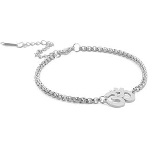 Om Bracelet for Men Women Om Ohm Aum Symbol Hindu Buddha Yoga Mediation Bracelet Charm Stainless Steel Adjustable Bracelet Spiritual Jewelry Gift