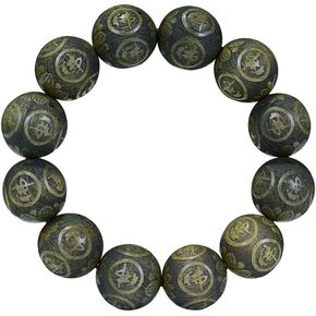 15/18/20mm Natural Vintage Engraving Mala Meditation Beads Wtist Bracelet - Tibetan Buddhism Prayer Beads