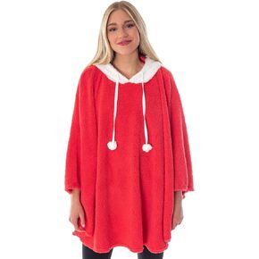 Fuzzy Santa Claus Poncho Red Plush Unisex Adult Christmas Holiday Costume OS