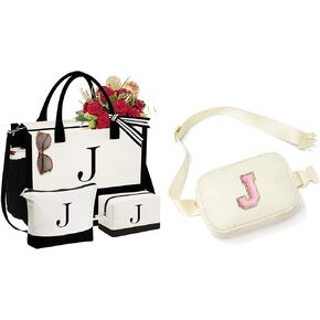 YOOLIFE Initial Tote Bag and Initial Crossbody Bag