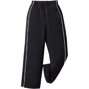 WDIRARA Girl's Elastic Waist Wide Leg Pants Contrast Trim Sweatpants with Pockets