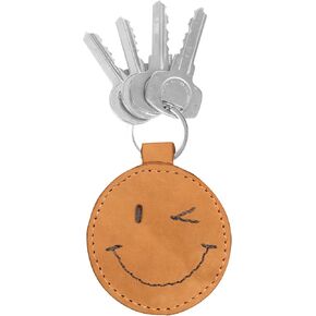 Hide & Drink, Leather Winking Face Keychain Key ring Holder Cute Gifts Accessories, Handmade :: Old Tobacco