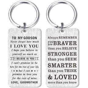 MOQIYXL To My Godson Keychain Gifts Inspirational Quotes, Never Forget I Love You