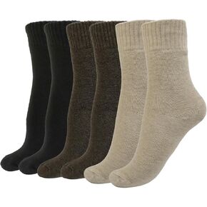 Thermal Crew Socks for Women, 6 Pairs Cotton Quarter Socks Casual Hue Socks Neutral Boot Socks Cozy Ankle Socks