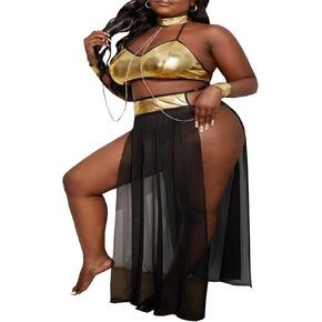 Rave Bra And Skirt Set Edc Festival Metallic Outfit Sexy Mesh Lingerie Holographic Reflective Dress Party Club Plus Size