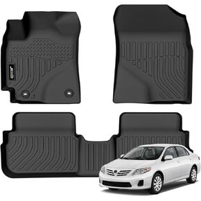 Jenofa-Car Floor Mats & Cargo Liner for 2014-2019 Corolla Sedan (Not for Hatchback or iM Models) All Weather Floor Mats Set Custom for Corolla Full Set Floor Liners Accessories Black