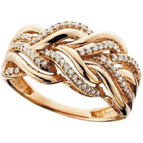 Fashion Celtic Knot Rings, Line WideTwisted Knot Ring 18k Yellow Gold Plated Half Infinity Band Statement Rings (US Size 10)