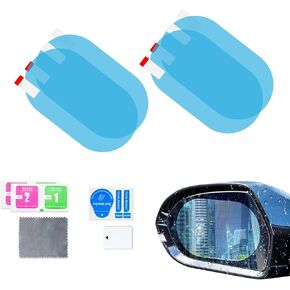 2 PCS Car Rearview Mirror Film for Safe Driving, 3.9In x 5.9In High-definition Waterproof Nano Vehicle Full-screen Rearview Mirror Sticker, Universal Anti-fog Rearview Auxiliary (Transparent)